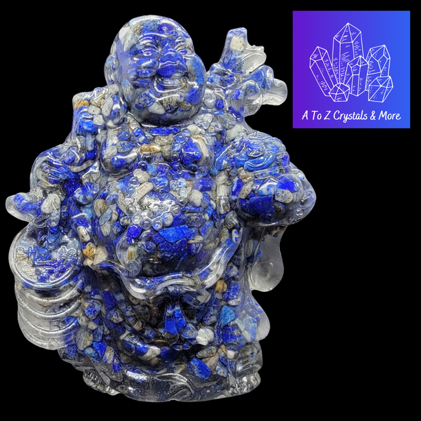 Lapis Chip Resin Smiling Buddha