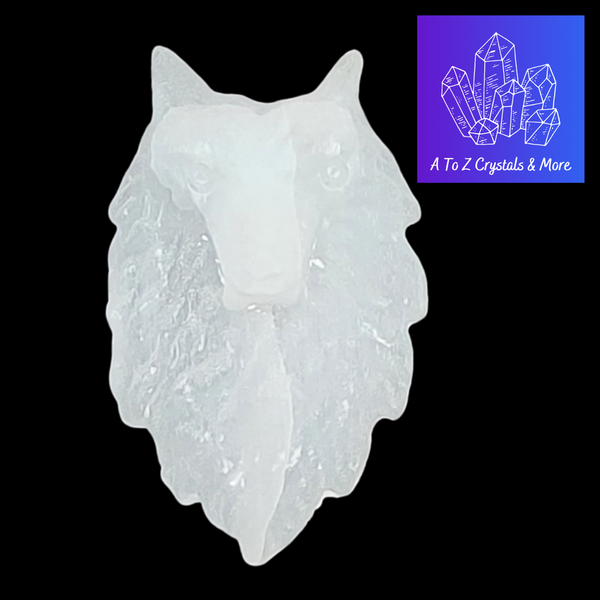 Selenite Wolf Head